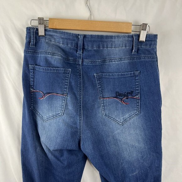Desigual Denim Joggers Women's Size M Embroidery Girlhoodcore Casual Comfy - Picture 9 of 14